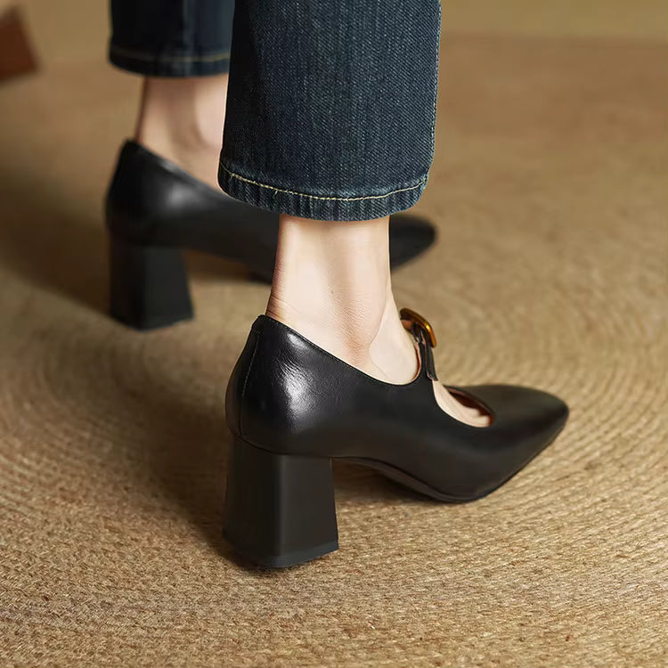 Elara Genuine Leather Heels