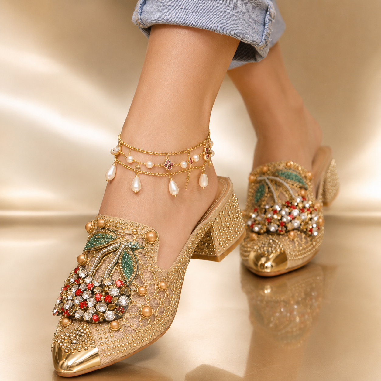 Cherry Glacé Heels