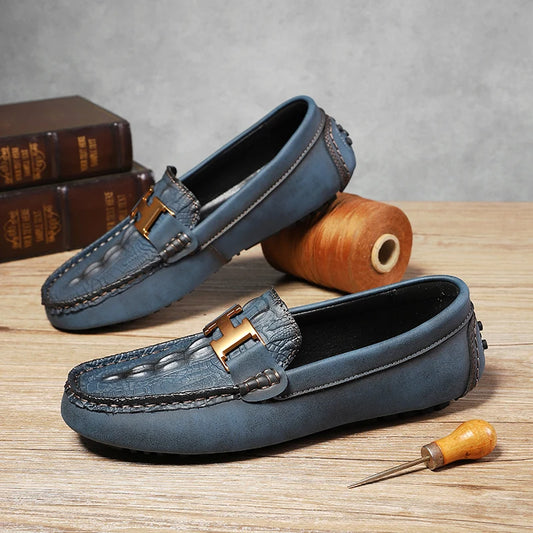 Classic Blue Men's Loafers Big Size 48 Comfy Leather Casual Shoes Men Lightweight Driving Shoes Men Moccasins zapatos de hombre - Axel Ross