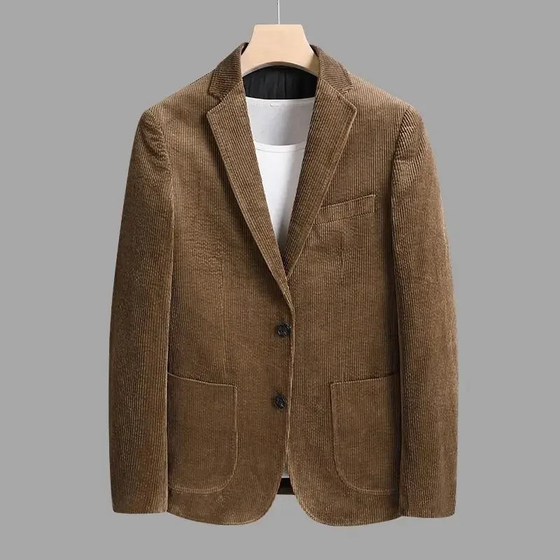 Fashion Autumn/Winter Thickened Corduroy Suit for Young Men Korean Version Slim Fashion Retro Casual Warm Jacket Men's Clothing - Axel Ross