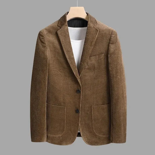 Fashion Autumn/Winter Thickened Corduroy Suit for Young Men Korean Version Slim Fashion Retro Casual Warm Jacket Men's Clothing - Axel Ross