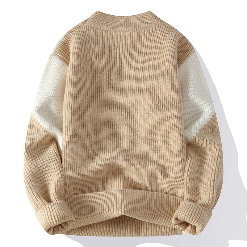 Autumn Winter Men's New Knit Pullovers Fashion Patchwork O-Neck Knitted Sweater Men Casual Pullovers Youthful Vitality Sweaters - Axel Ross