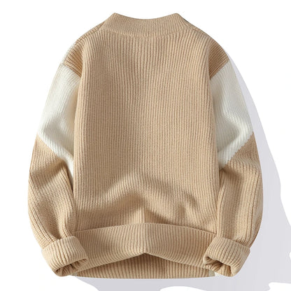 Autumn Winter Men's New Knit Pullovers Fashion Patchwork O-Neck Knitted Sweater Men Casual Pullovers Youthful Vitality Sweaters - Axel Ross
