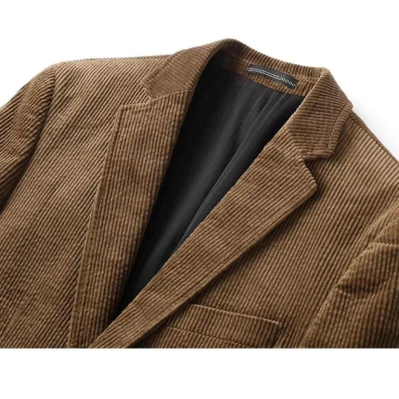 Fashion Autumn/Winter Thickened Corduroy Suit for Young Men Korean Version Slim Fashion Retro Casual Warm Jacket Men's Clothing - Axel Ross