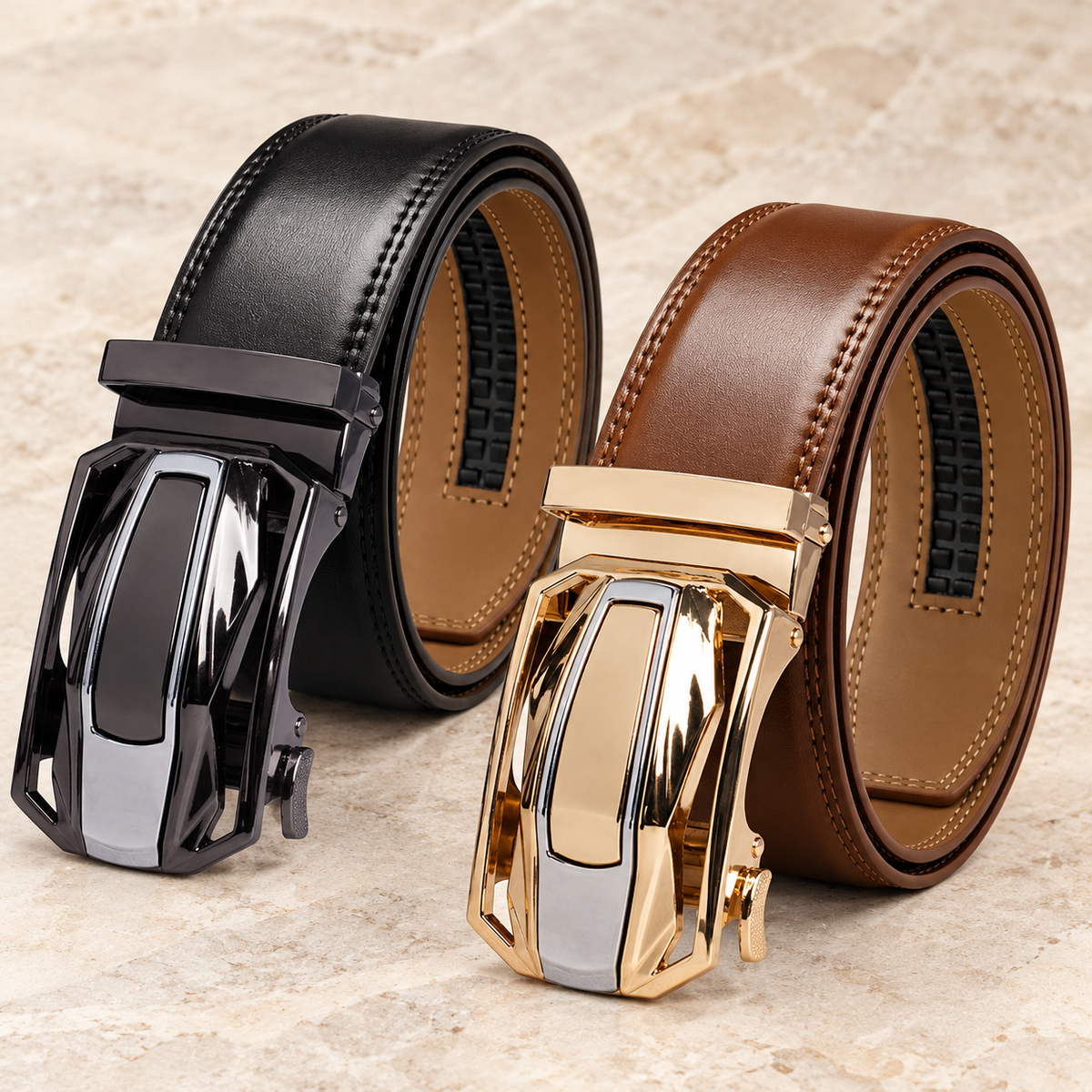 Renwick Auto-Lock Belt in set of 2 (brown & black), product