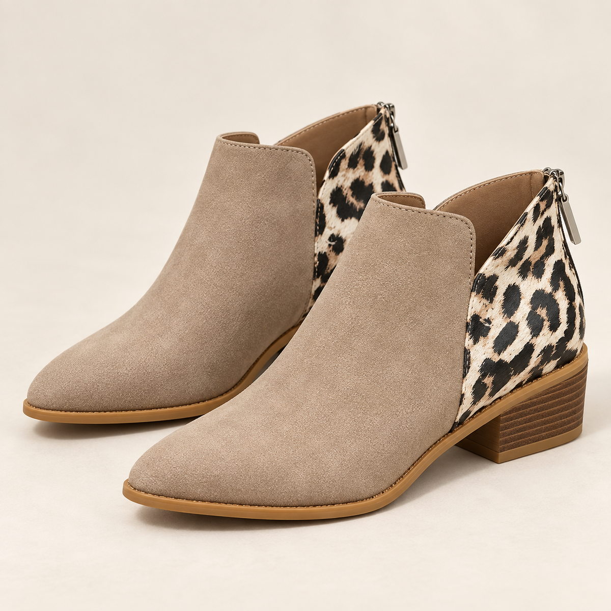 Elowyn Leopard Ankle Boots in Khaki - khaki product
