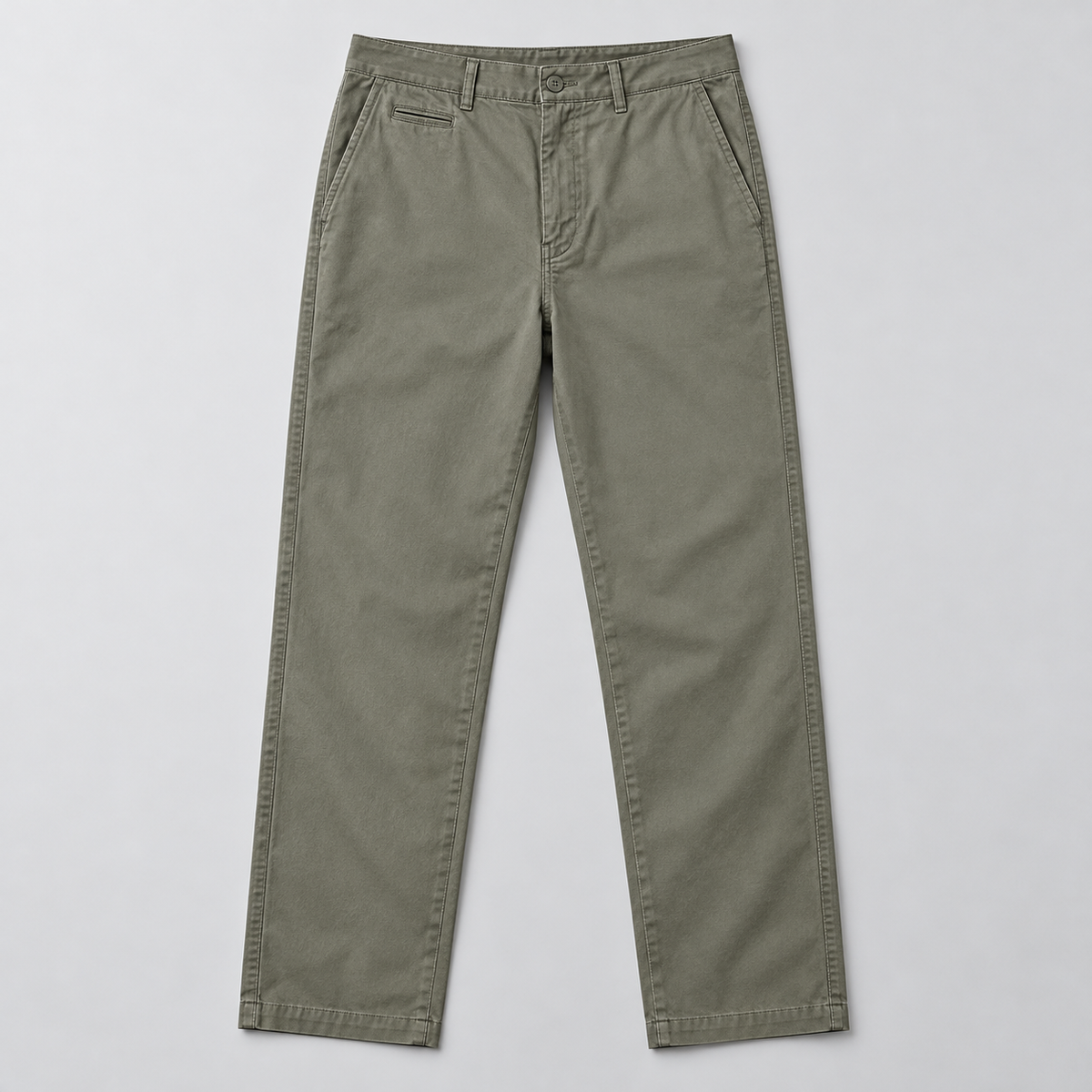 Bramwell cotton trousers in Grey Green, full front view