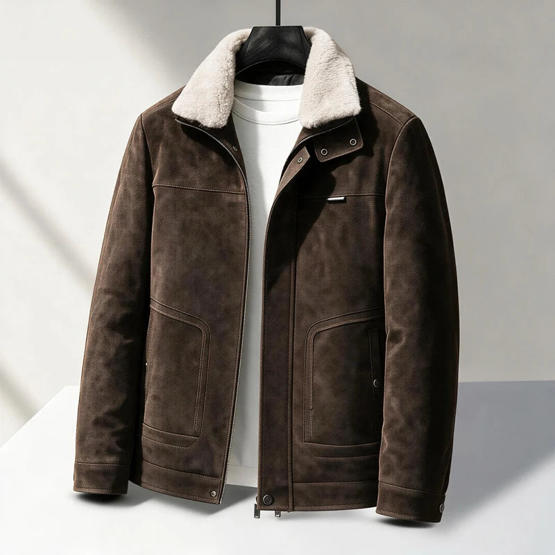 Bracken Plush-Collar Jacket in brown - product view